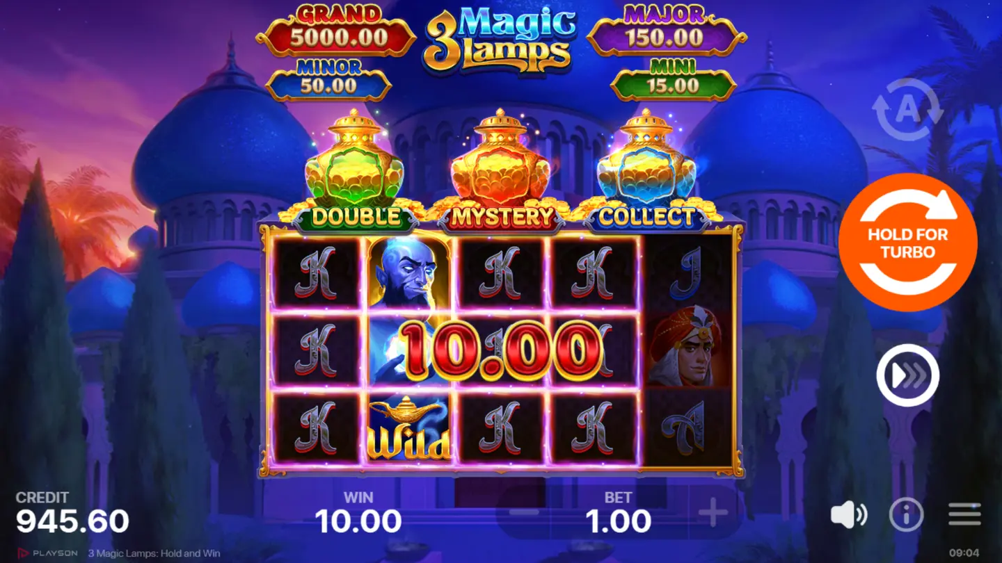Double Feature gold coin doubling locked symbol values in the Hold and Win Bonus Game